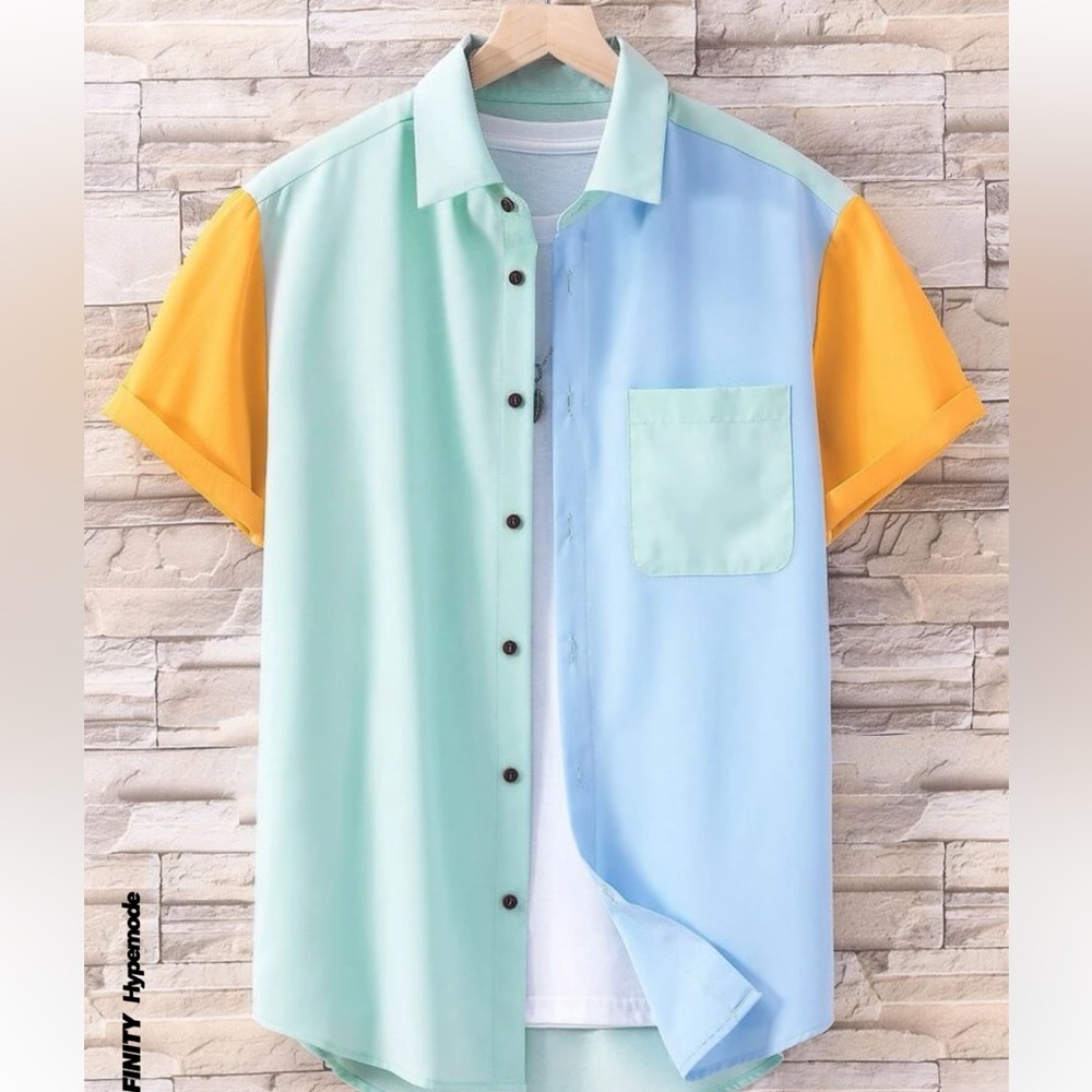 Shein Manfinity Hypemode Men Random Color Patched Pocket Shirt